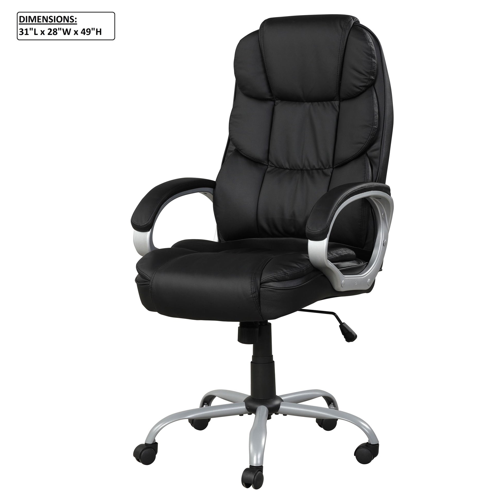 Upholstered Office Chair, Adjustable Height Swivel Chair - Black