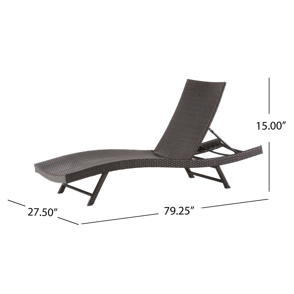 Kauai - Modern Style Pe Wicker Chaise Lounge - Brown Multi
