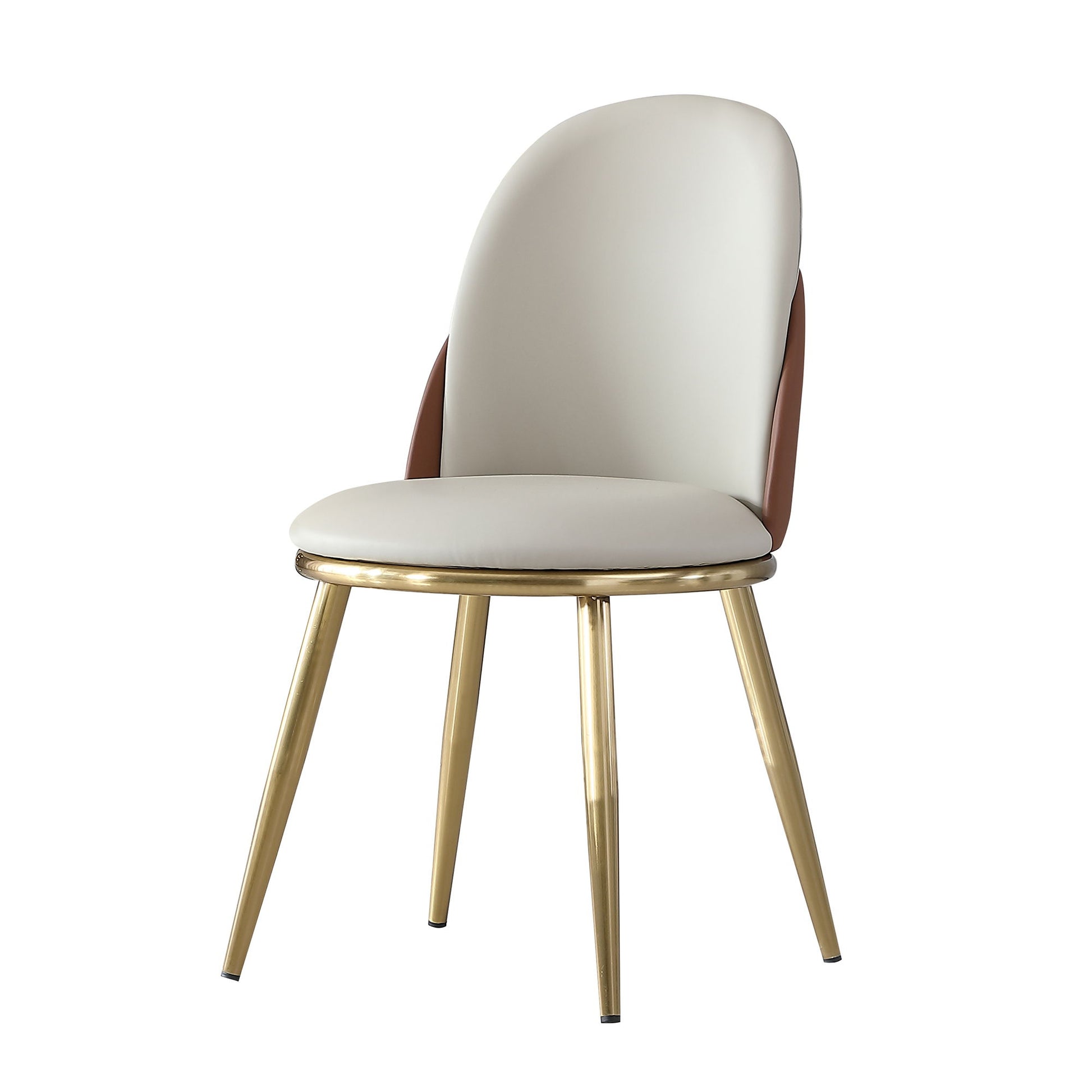 Modern Dining Chairs (Set of 2) With Gold Metal Legs - Beige