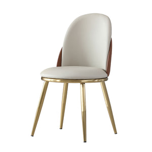 Modern Dining Chairs (Set of 2) With Gold Metal Legs - Beige
