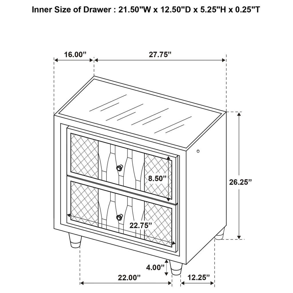 Mika - 2 Drawer LED Nightstand With USB