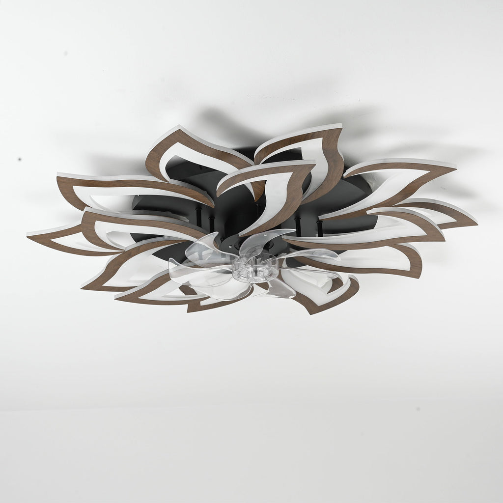 Ceiling Fan With Remote Control And Lights, 6 Speeds, 3 Color Temperatures, Low Profile Flush Mount