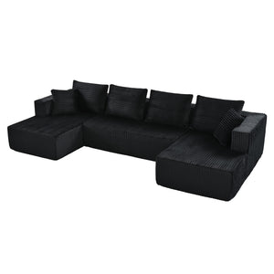 U-Shaped Modular Sectional Sofa With Double Chaise, Oversized Deep Seat For Living Room