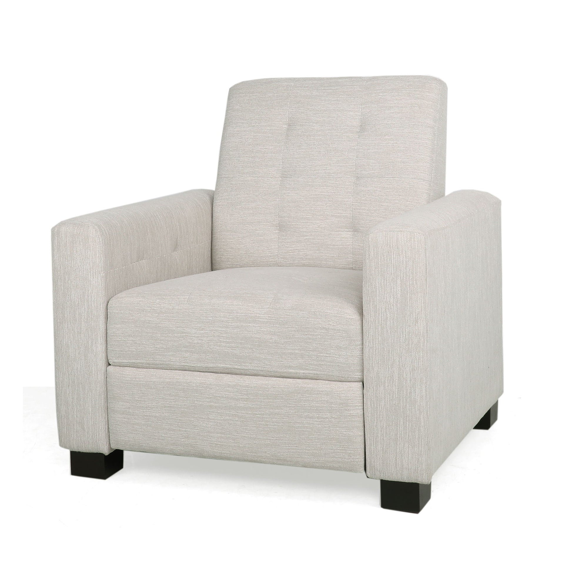 Contemporary Recliner Chair With Push Back Function And Birchwood Legs