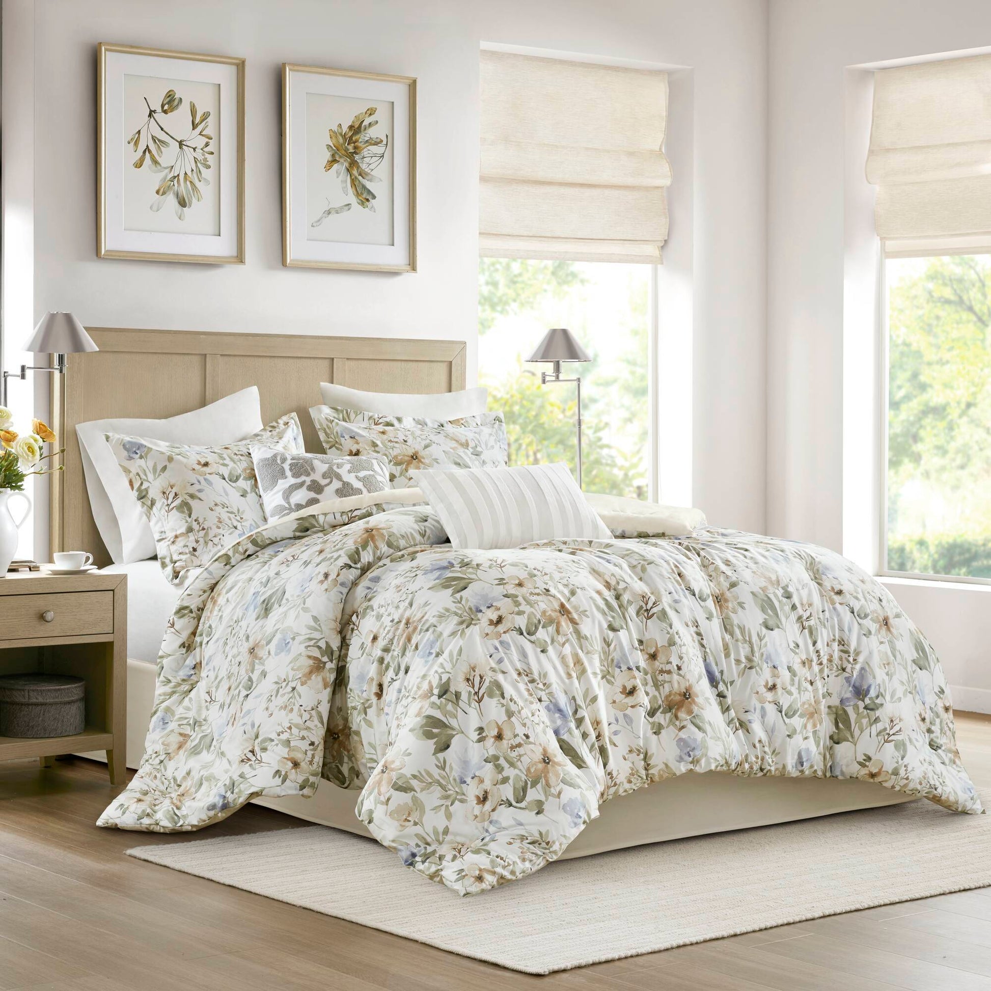 Herbal - King 6 Piece Print Oversized Comforter Set - Multi