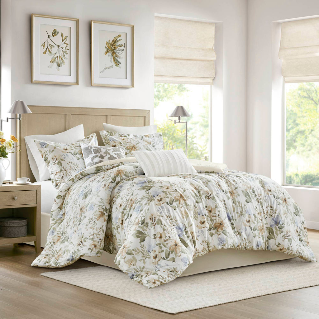 Herbal - California King 6 Piece Print Oversized Comforter Set - Multi
