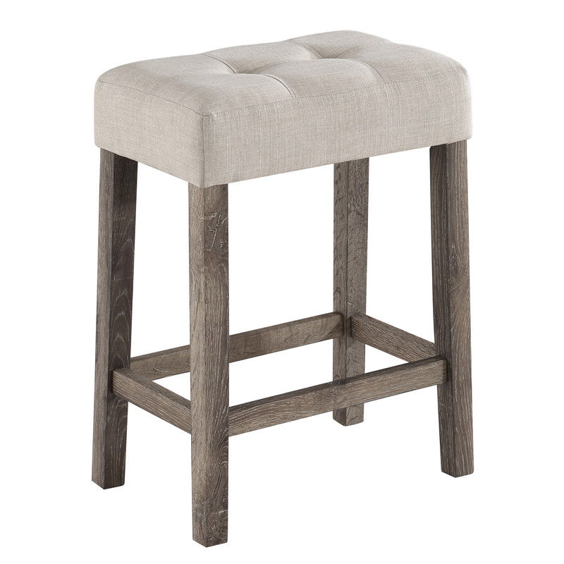 Lux - 3 Piece Counter Height Pub Table With Tufted Linen Stools (Set of 3)