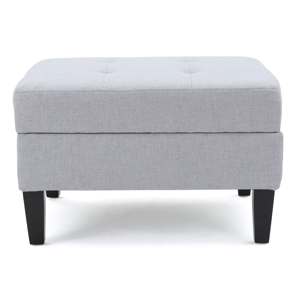 Storage Ottoman With Birch Wood Legs And Cushioned Top For Comfort