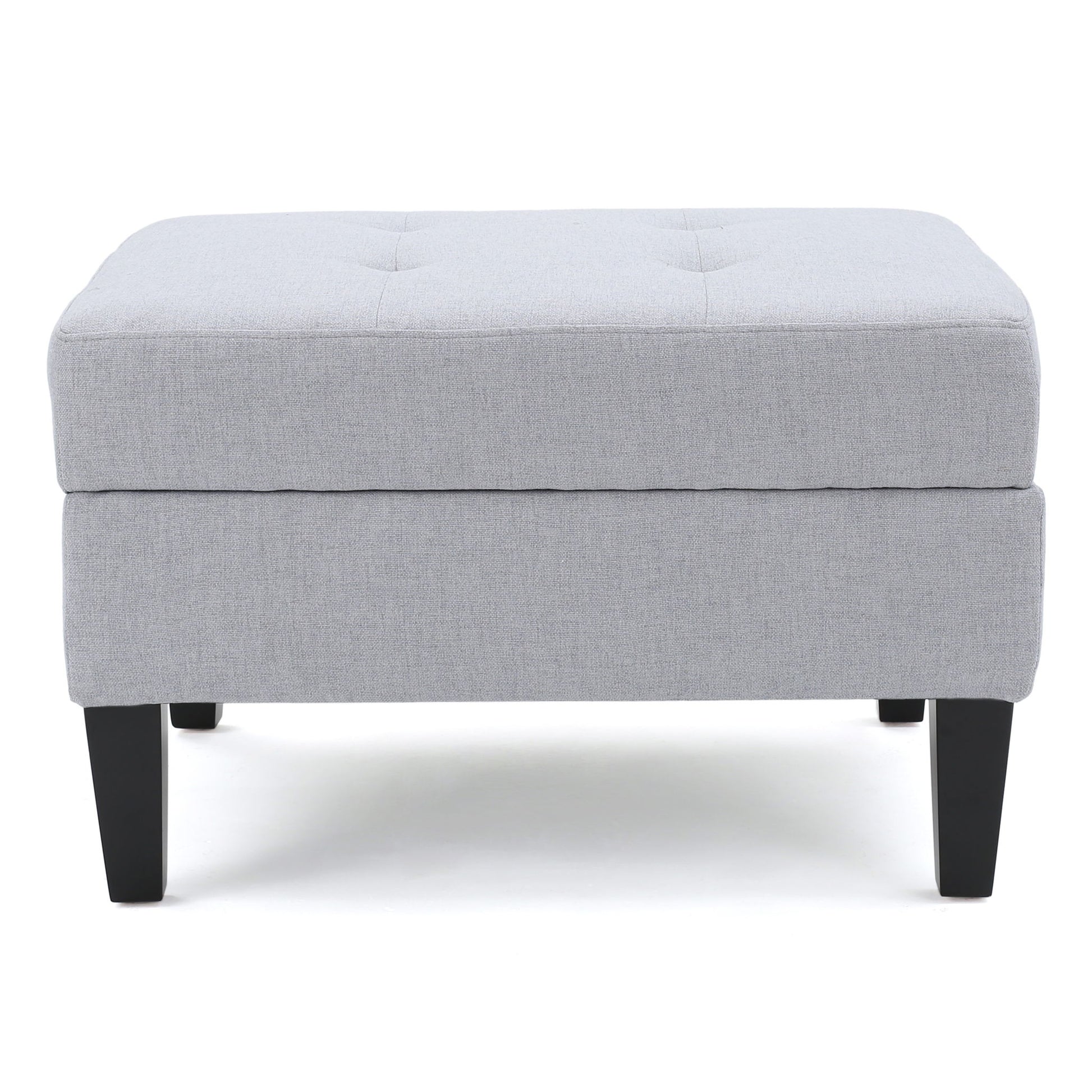 Storage Ottoman With Birch Wood Legs And Cushioned Top For Comfort