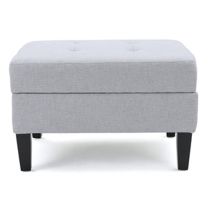 Storage Ottoman With Birch Wood Legs And Cushioned Top For Comfort