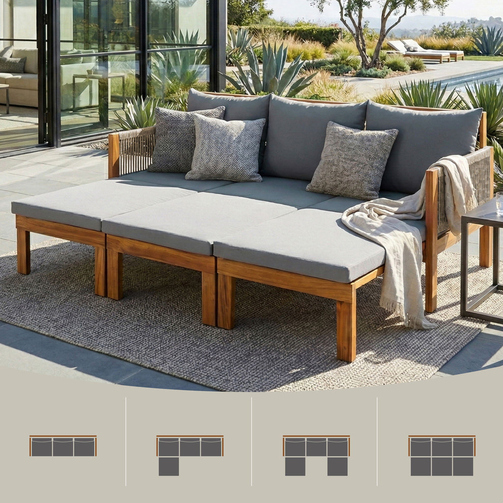 Outdoor 3 Seat Patio Sunbed