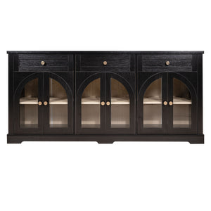 Sideboard Cabinet With 3 Drawers And 6 Arched Glass Doors