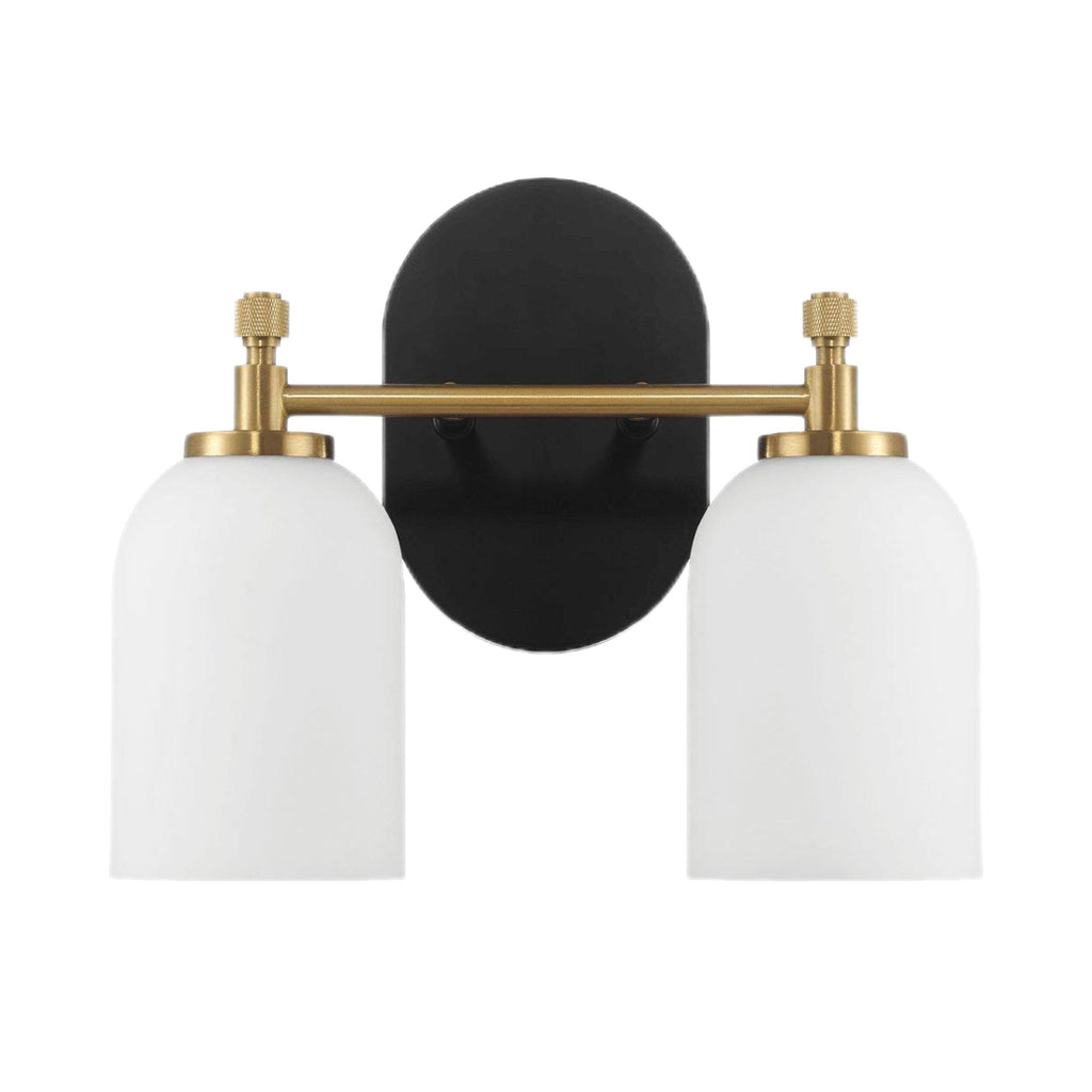 Vortex - 2 Lights Vanity In Style For Over Bathroom Mirror Wall Sconce - Black / Gold / White