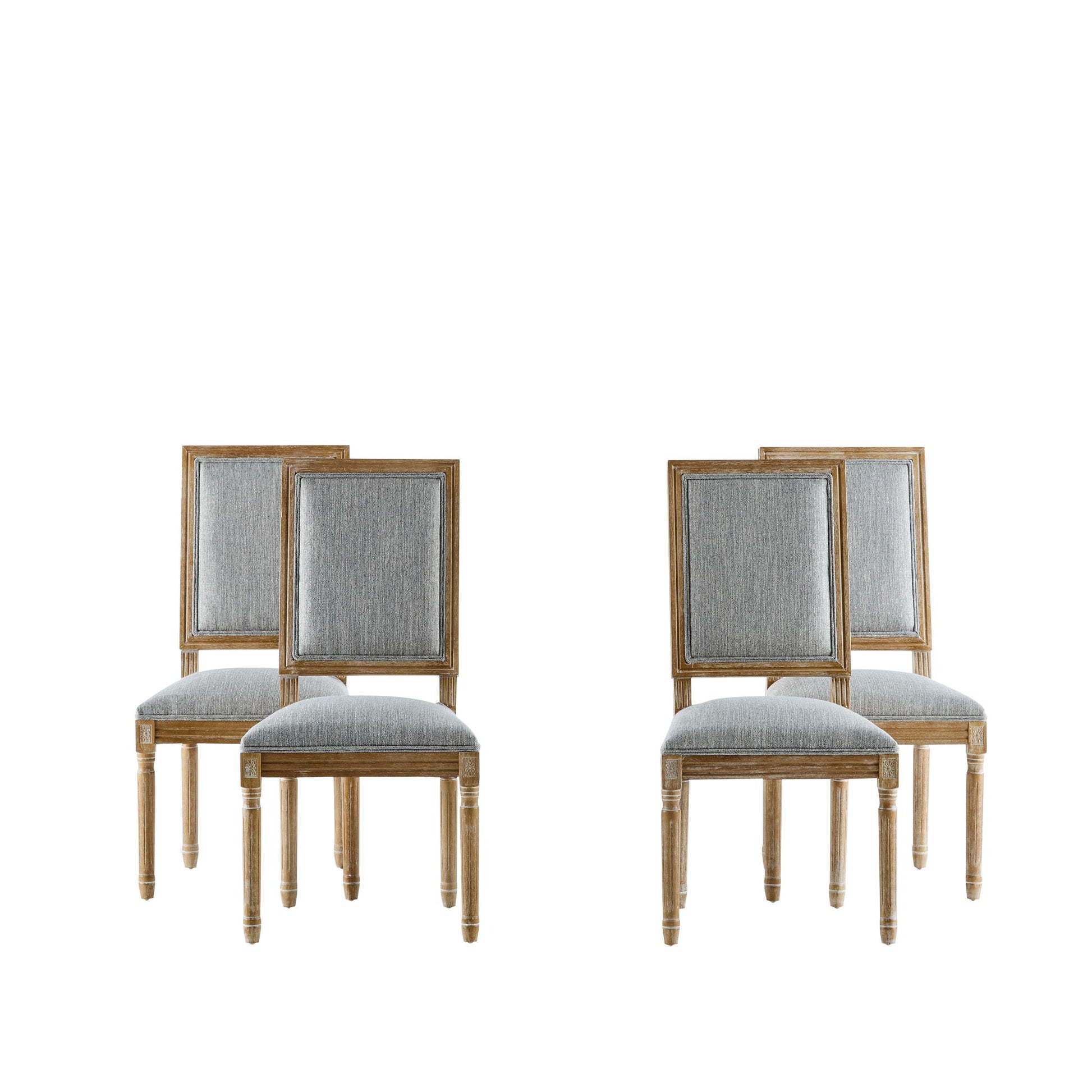 French Country Style Dining Chair With Upholstered Seating And Fluted Legs