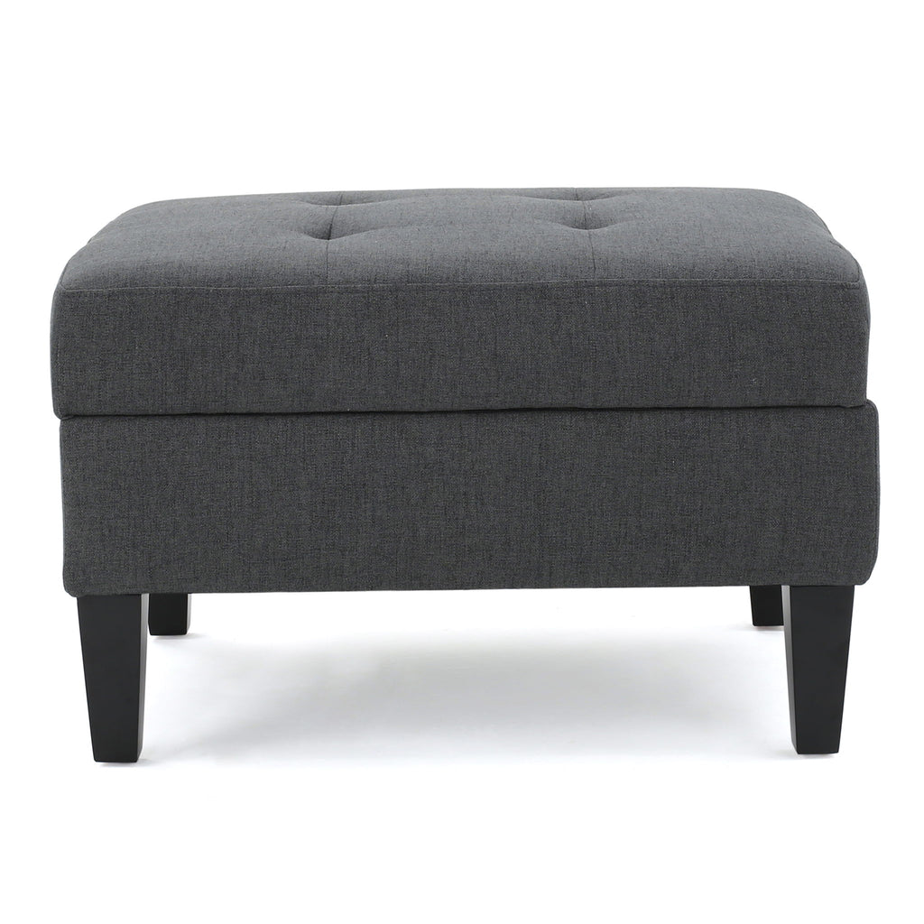Storage Ottoman With Birch Wood Legs And Cushioned Top For Comfort