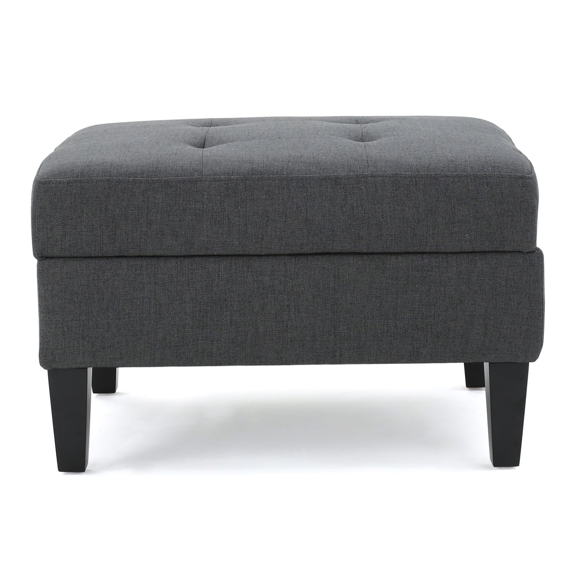 Storage Ottoman With Birch Wood Legs And Cushioned Top For Comfort