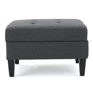 Storage Ottoman With Birch Wood Legs And Cushioned Top For Comfort