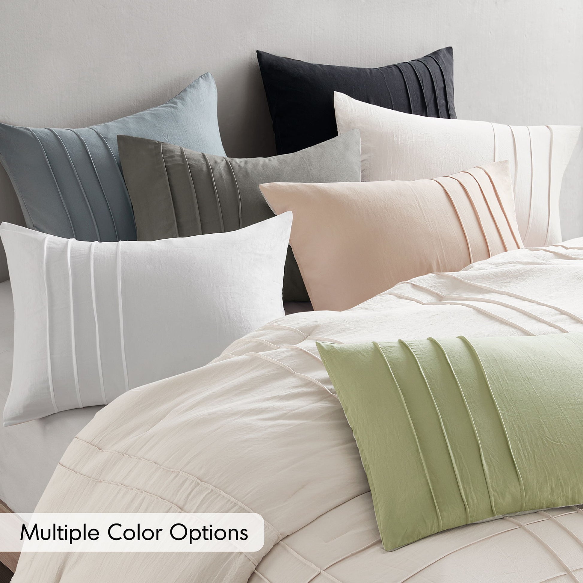 Porter - Full Soft Washed Pleated Comforter Set - Sage
