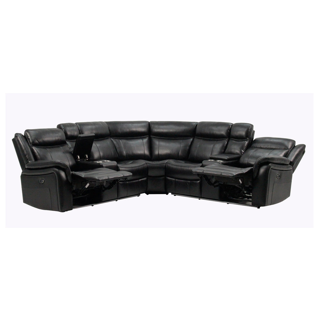 Jupiter - Leather Sectional - Black