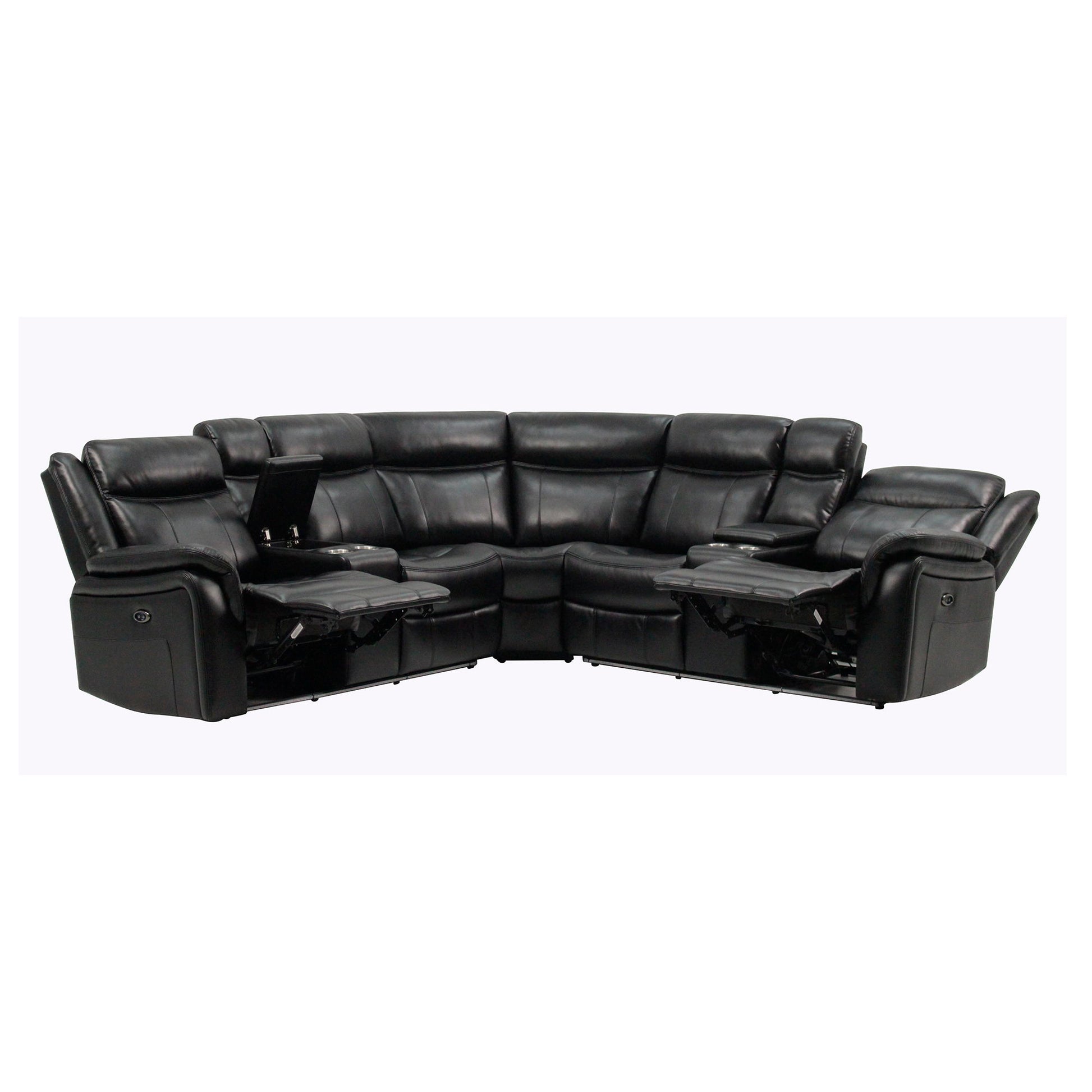 Jupiter - Leather Sectional - Black