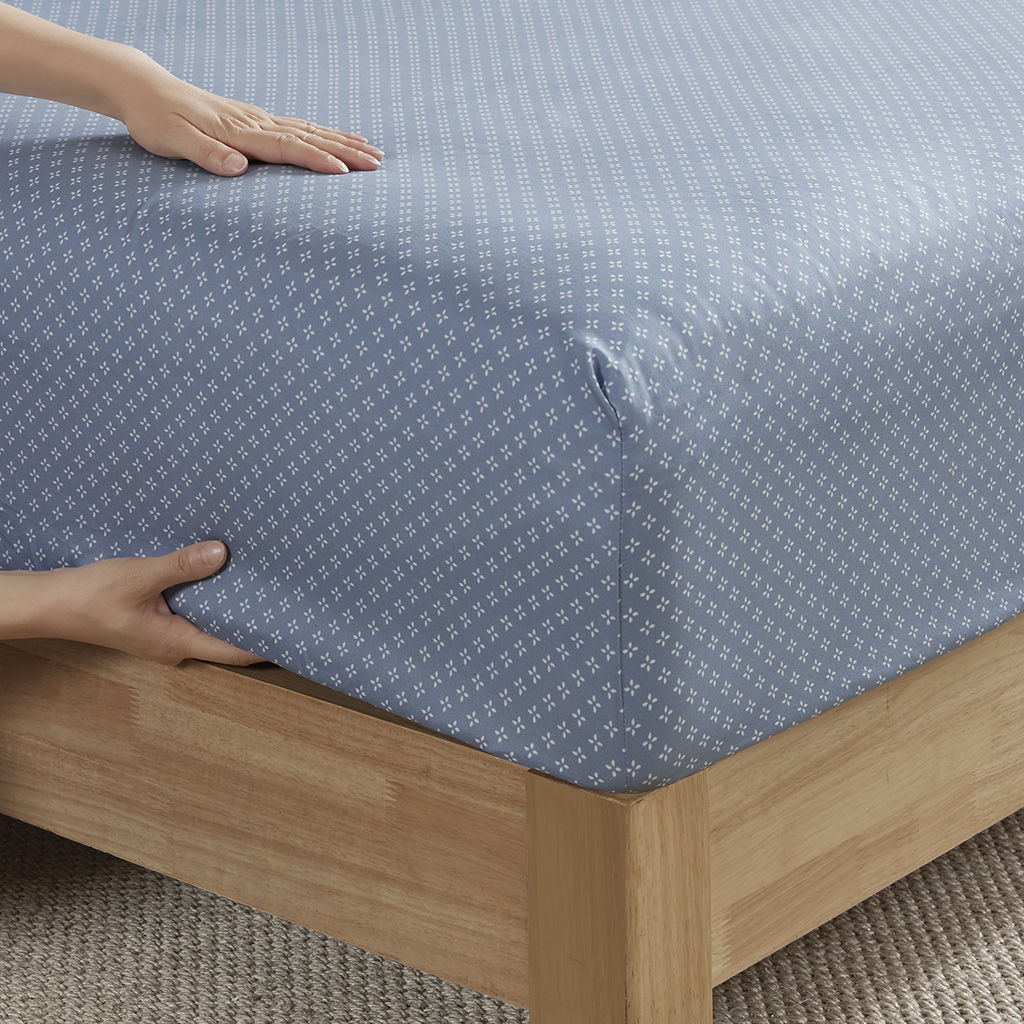 Luna - Floral King Comforter Set With Bed Sheets - Blue
