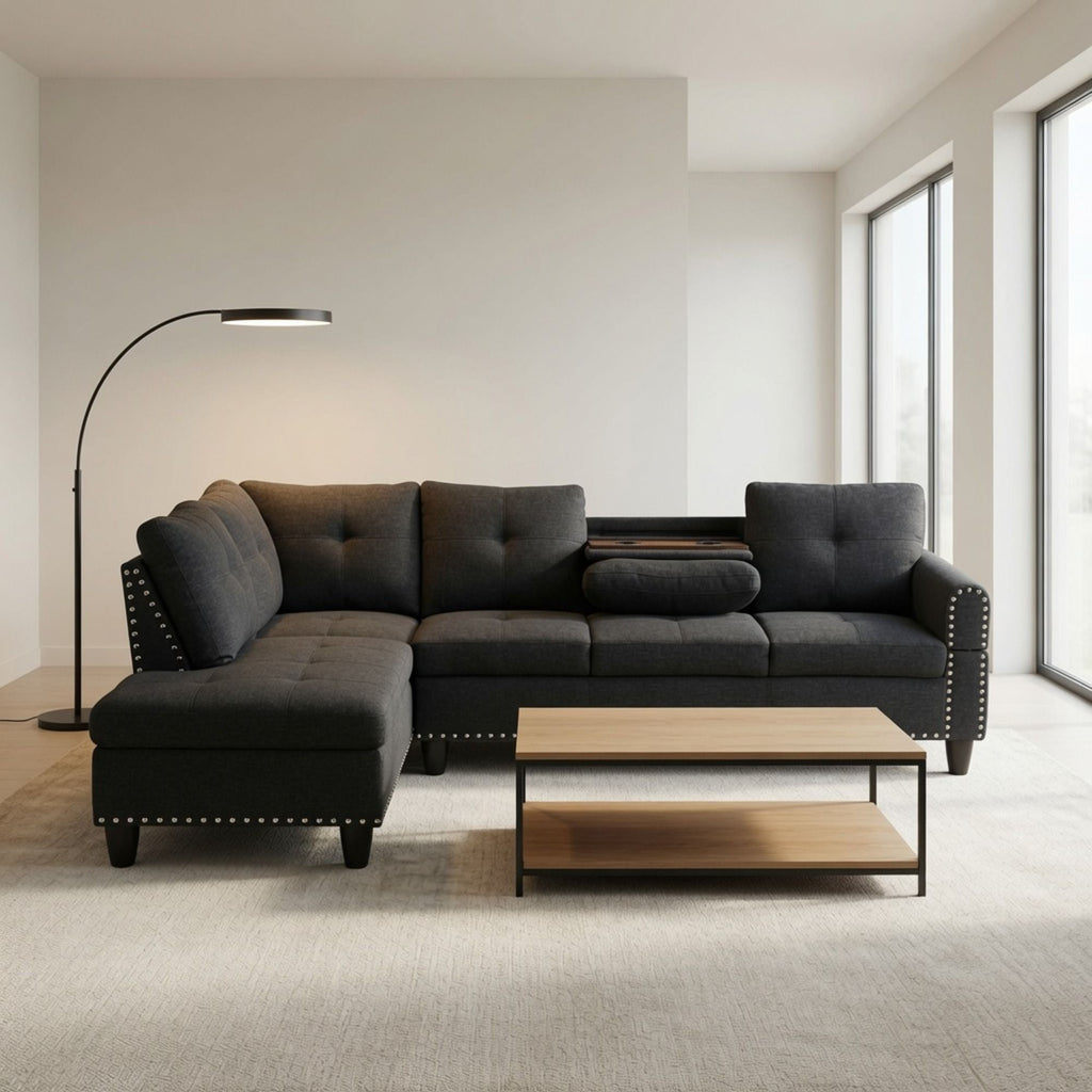 L - Shaped Sectional Sofa With Movable Left Chaise