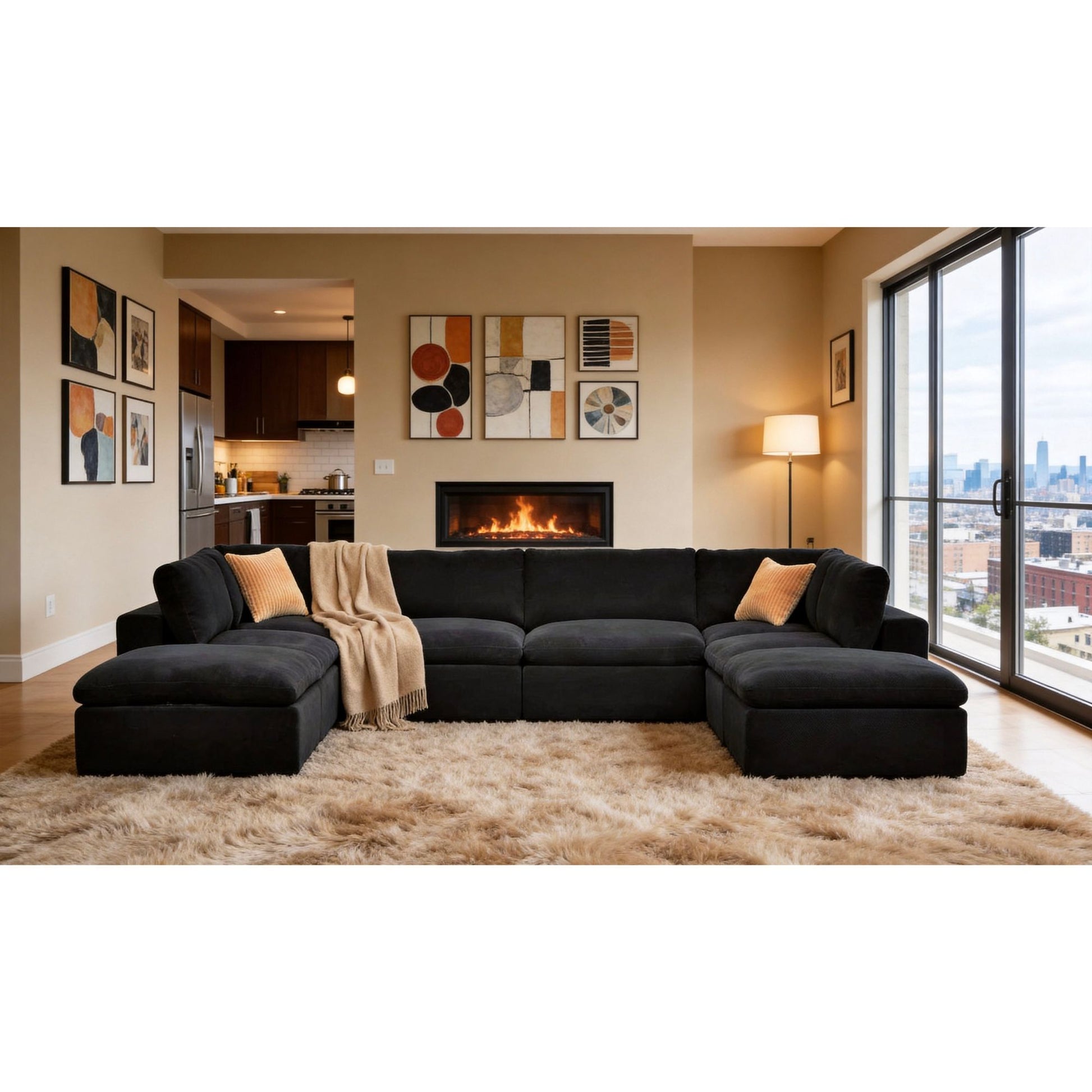 Custom Configuration Modular Sectional With Toss Pillows
