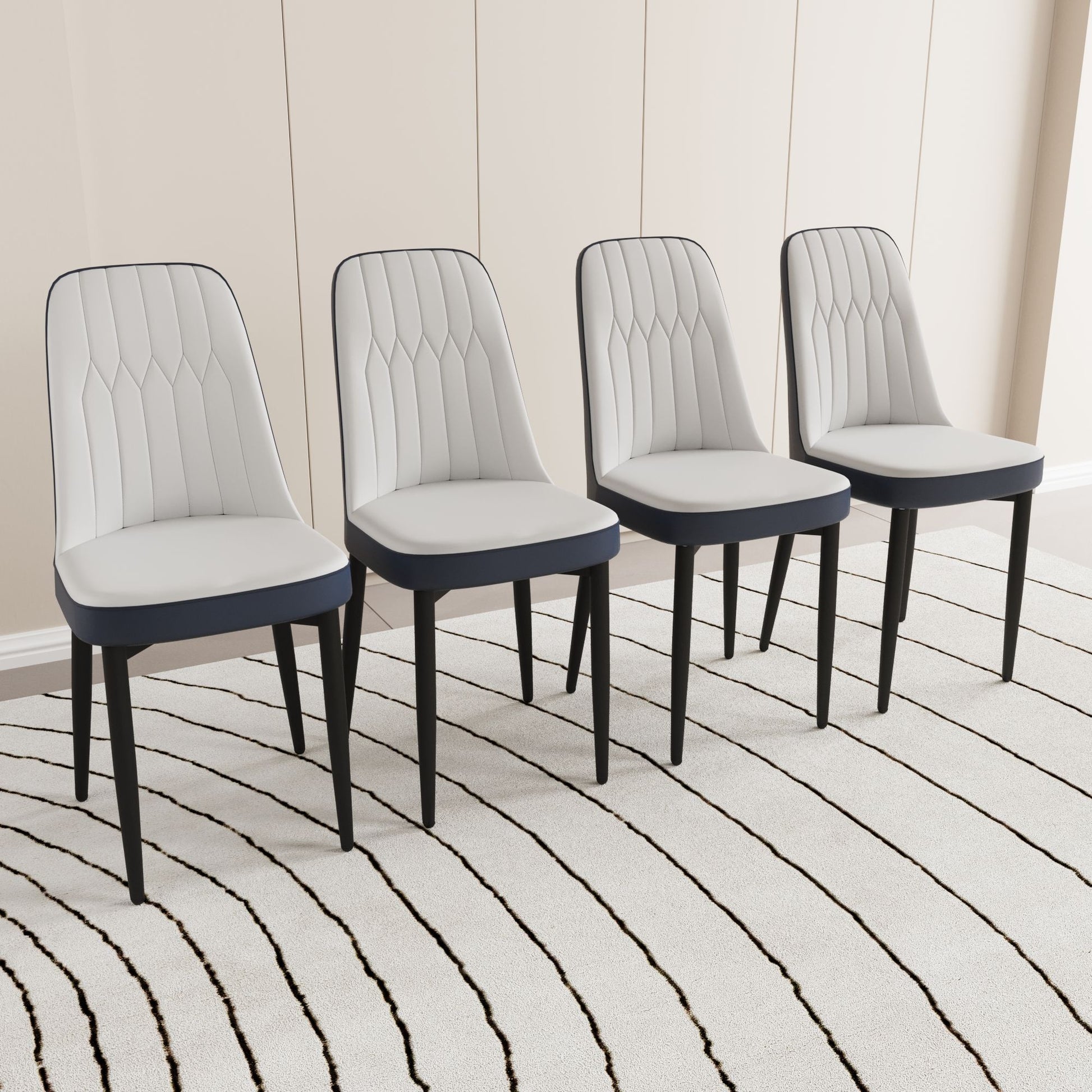 Modern Dining Chair With Cushions And Metal Legs