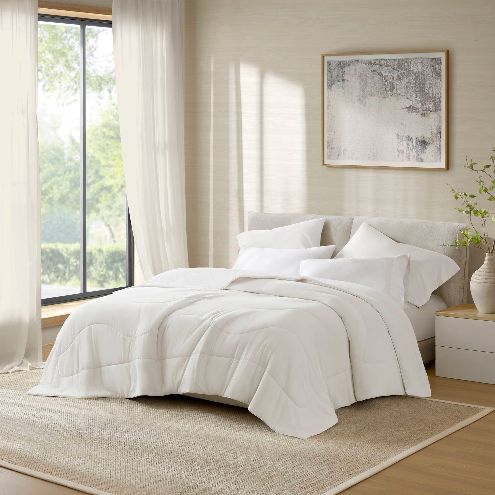 Full/Queen Reversible Tencel Comforter Blanket - White