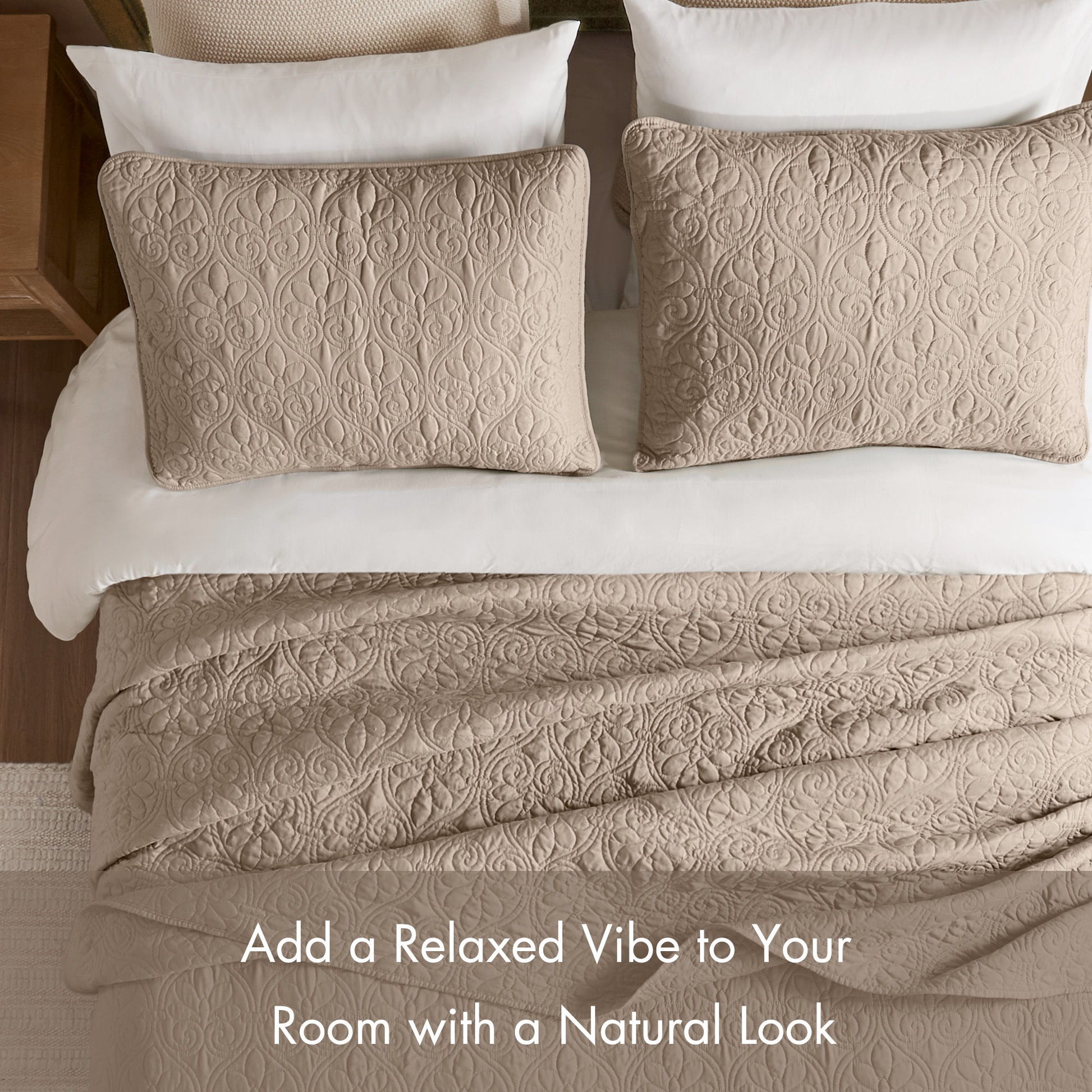 Quebec - Queen Reversible Bedspread Set - Khaki