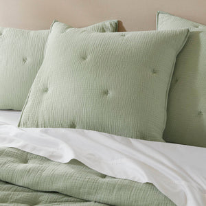 Breeze - Gauze Embroidered Euro Sham - Sage