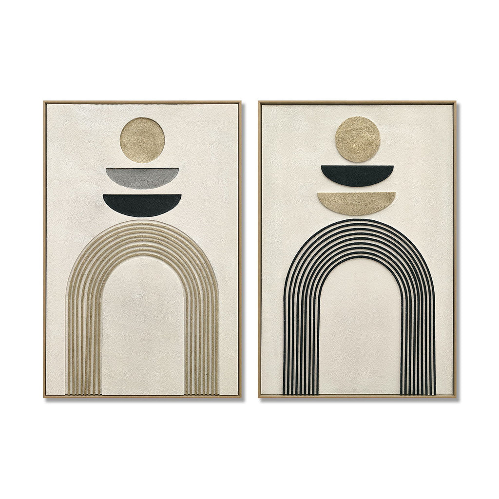 Framed Wall Art, Textured Canvas Painting, Decor For Living Room (Set of 2) - Antique Black