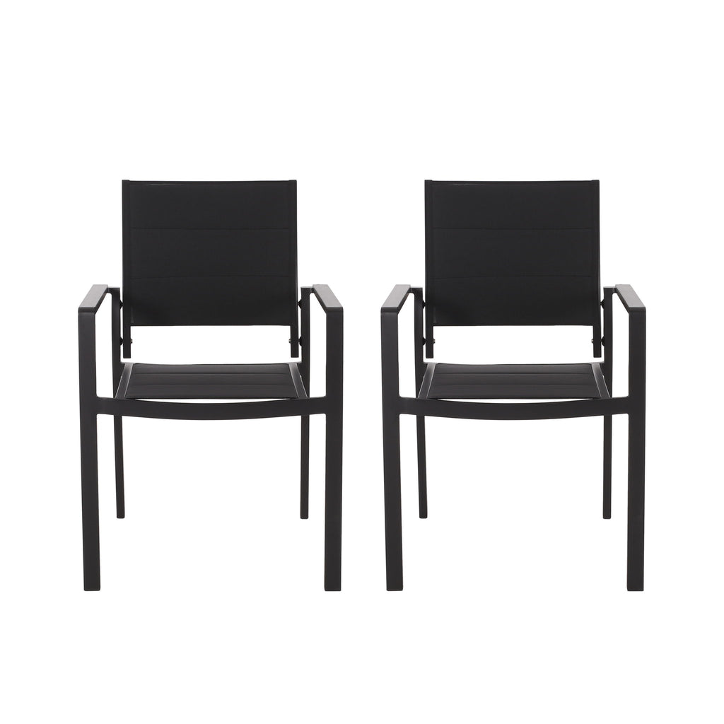 Baird - Outdoor Mesh And Aluminum Dining Chairs - Black