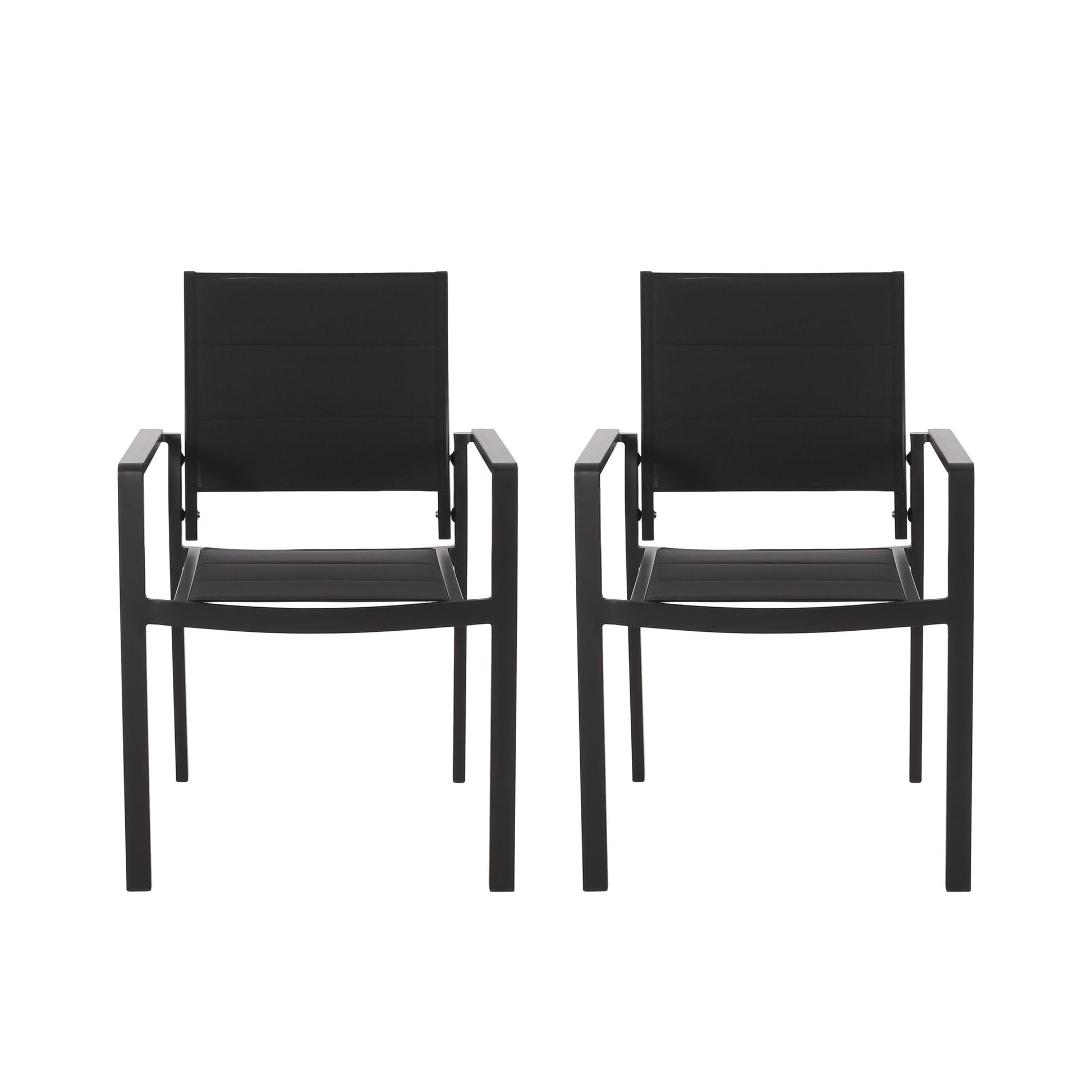 Baird - Outdoor Mesh And Aluminum Dining Chairs - Black