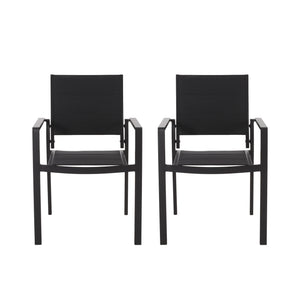 Baird - Outdoor Mesh And Aluminum Dining Chairs - Black