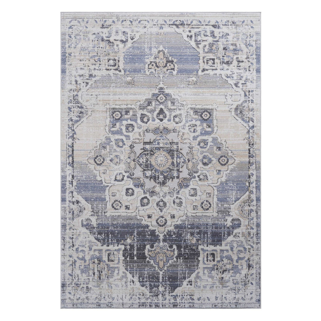 Payas - 6' X 9' Medallion Area Rug - Cream / Blue