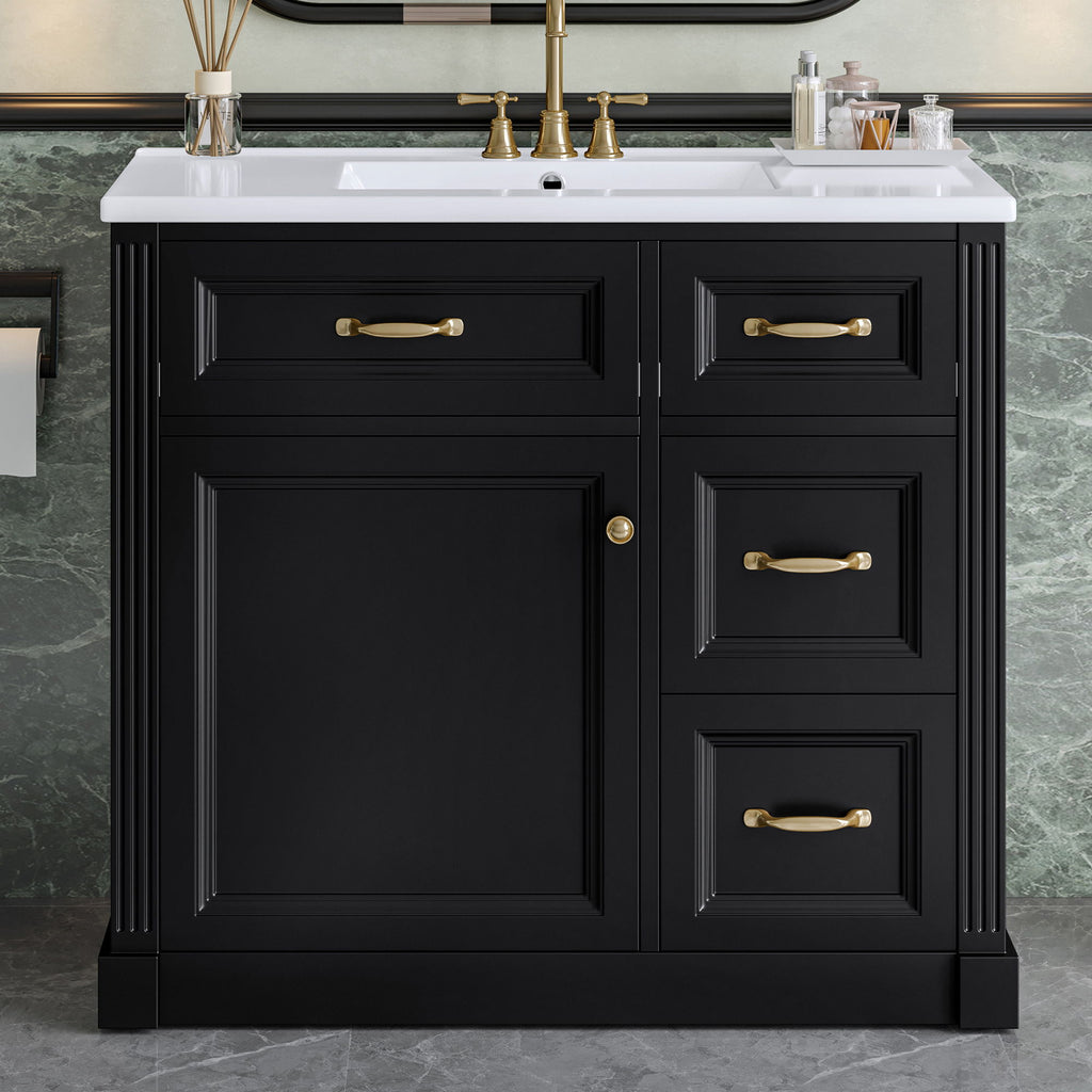 Modern Bathroom Vanity With Sink, 4 Drawers, Soft-Close Door, Adjustable Shelf