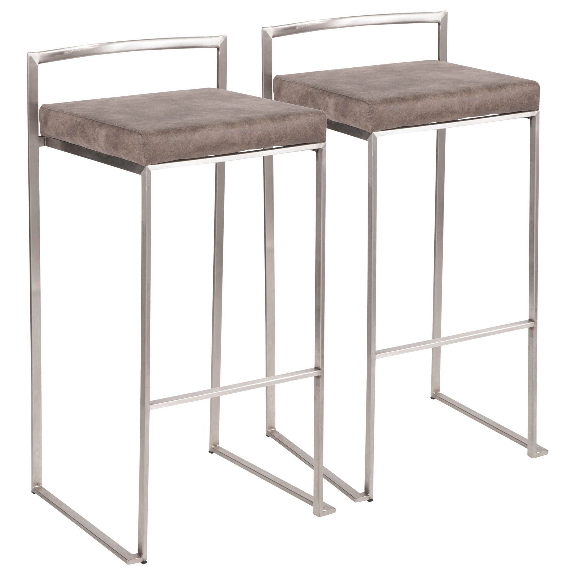 Fuji - Contemporary Stackable Counter Stool (Set of 2) - Stone