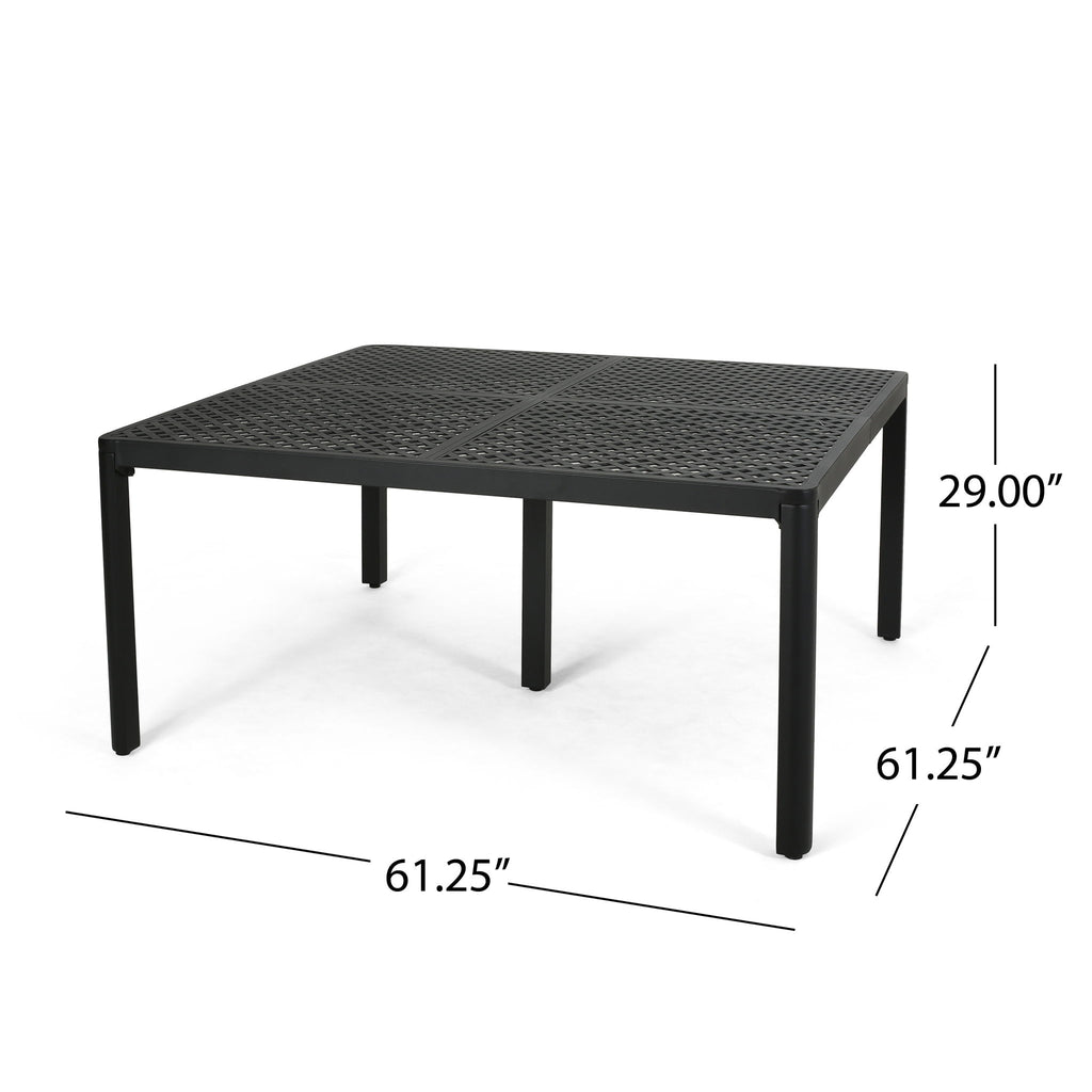 Outdoor Modern Aluminum Dining Table With Woven Accents