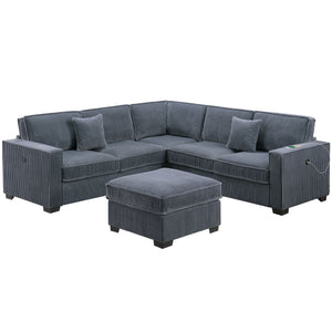 Modern Sectional Set With Cocktail Ottoman