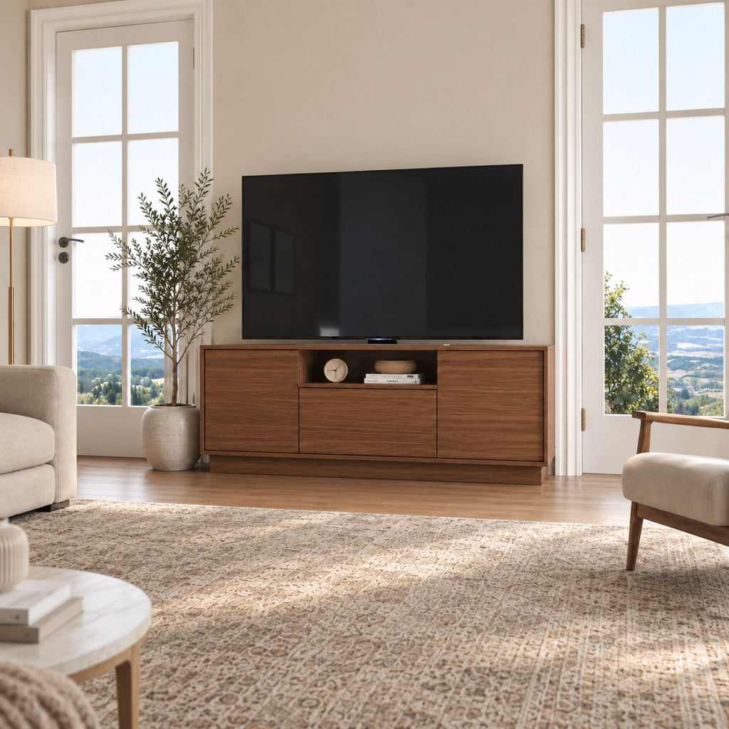 TV Stand For TVs Up To 65" With 2 Doors, 1 Drawer And 1 Open Shelf