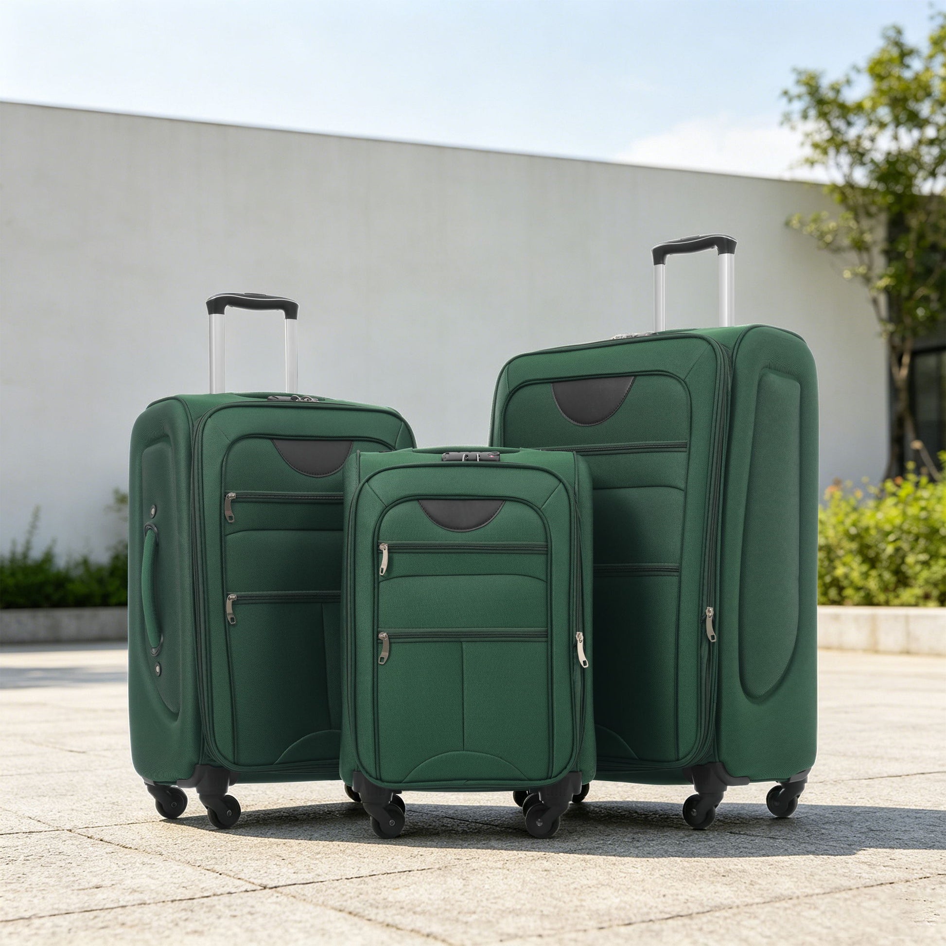 Softside Luggage Expandable 3 Piece Set Upright Spinner Lightweight Suitcase