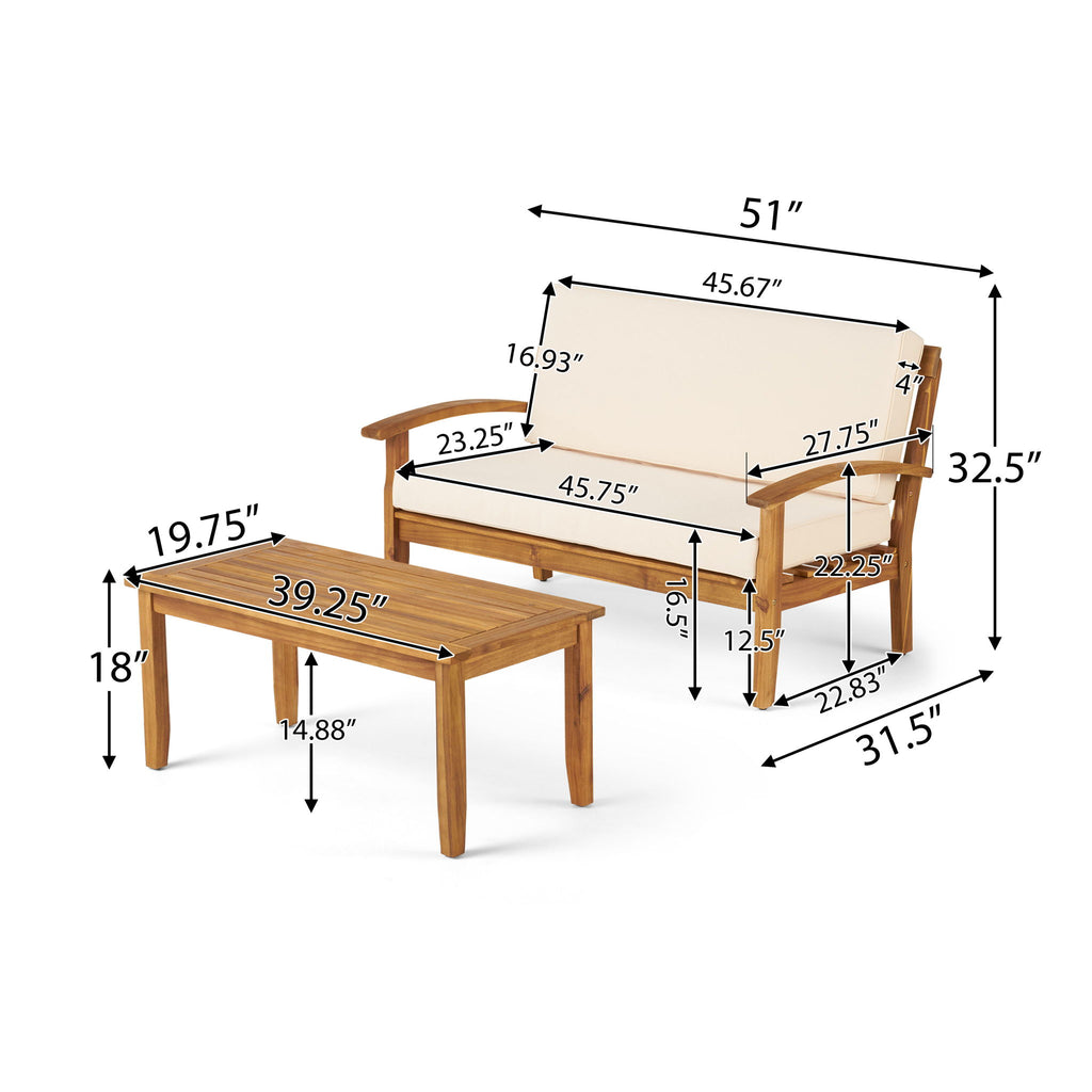 4 Person Outdoor Seating Group With Cushions Comfortable Patio Set - Teak