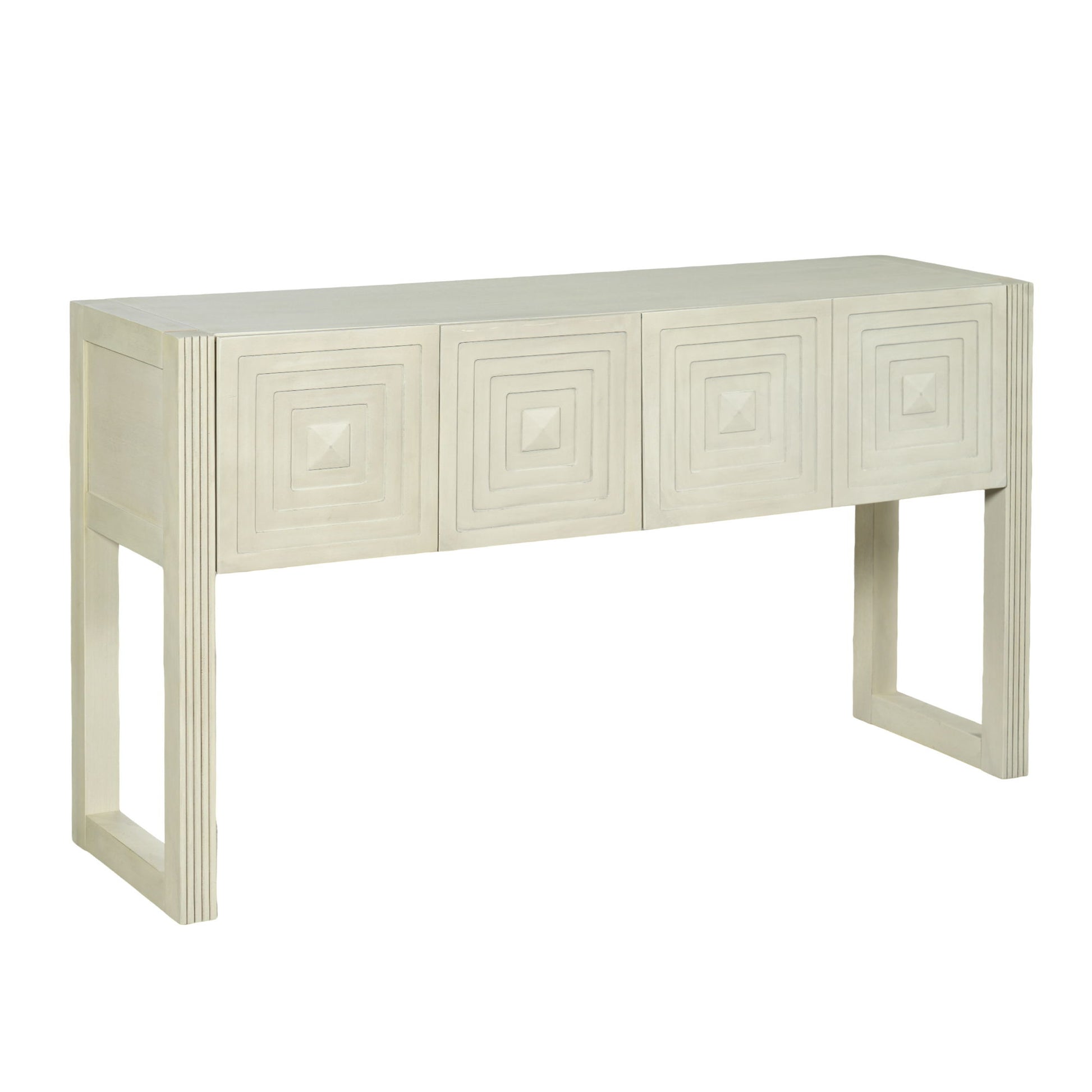 Geometric Carved Console Table With 3 Soft Close Drawers