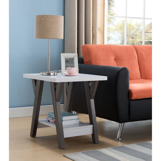 Modern End Table, Chair Side End Table For Living Room With Shelf Display