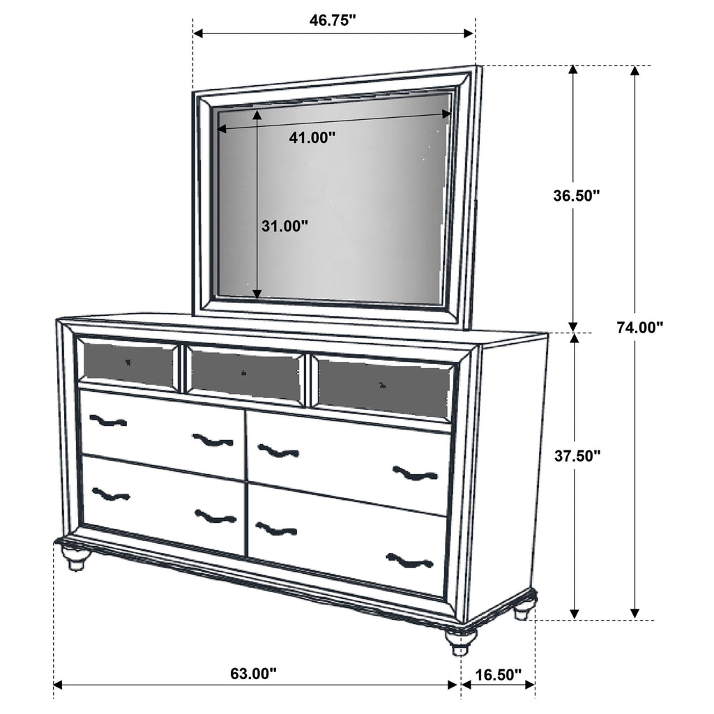 Randall - 7 Drawer Dresser With Mirror - White