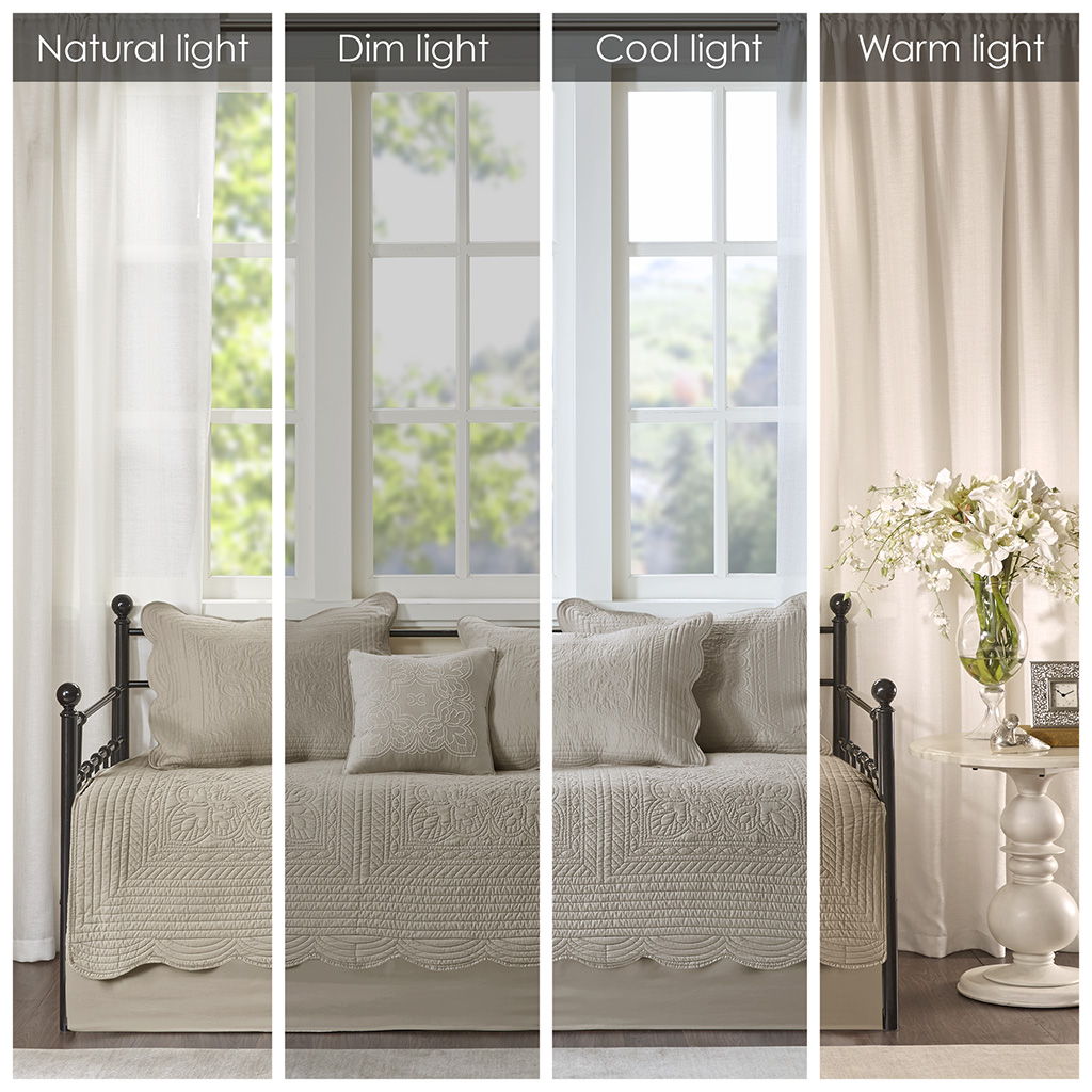 Tuscany - 6 Piece Scalloped Edge Daybed Cover Set - Khaki