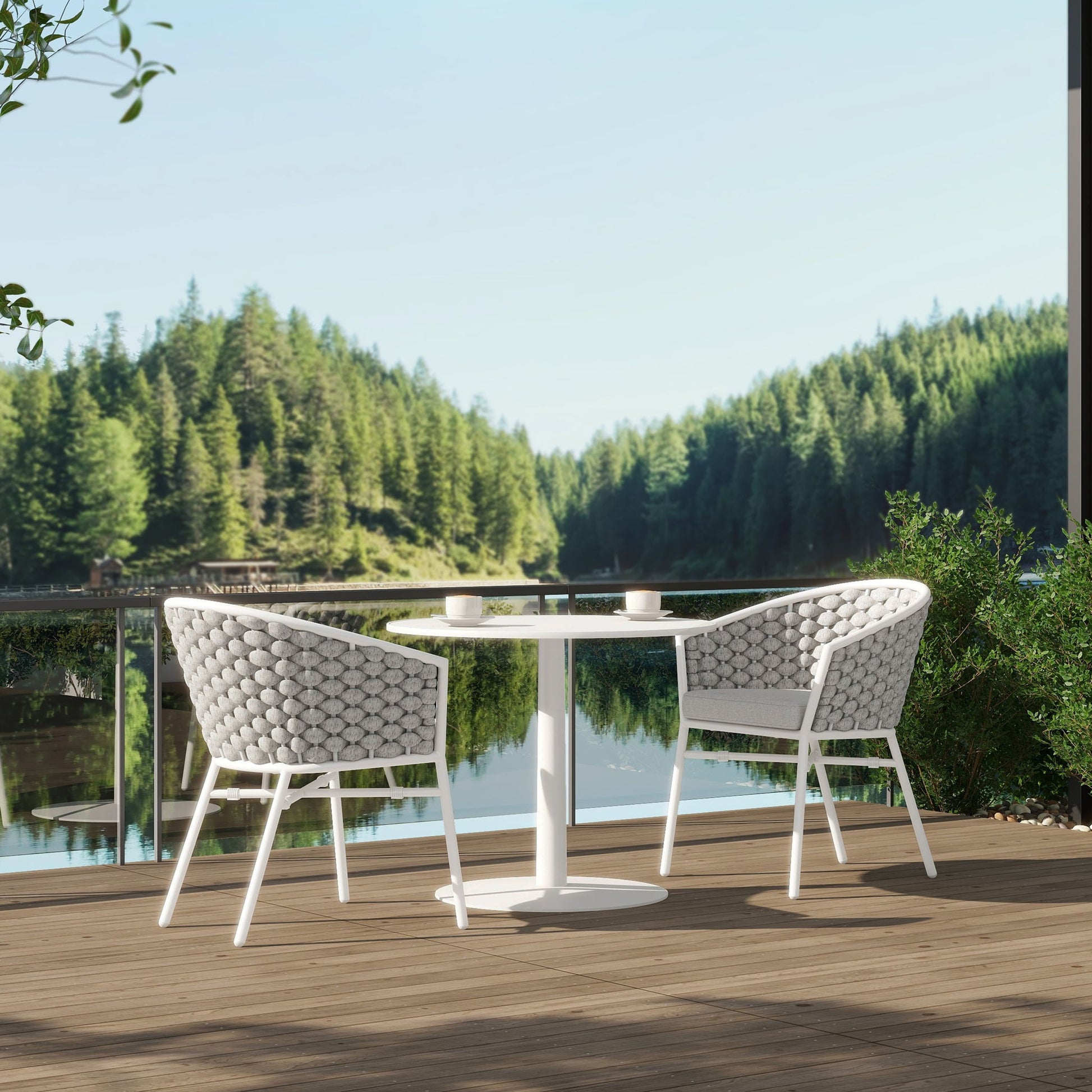 Rowan - Rope Barrel Back Patio Dining Chairs (Set of 2) - Optic White