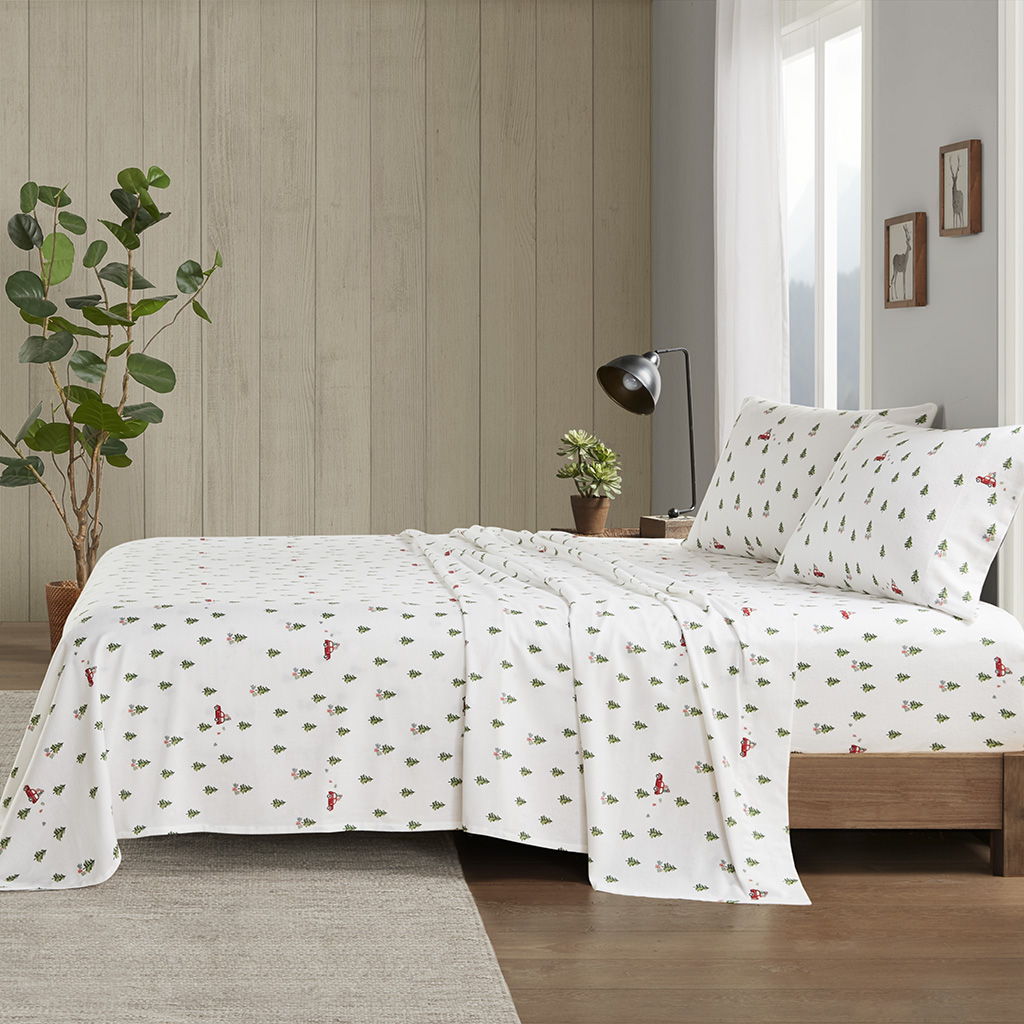 Cotton Flannel - Twin Sheet Set - Green Tree Trip
