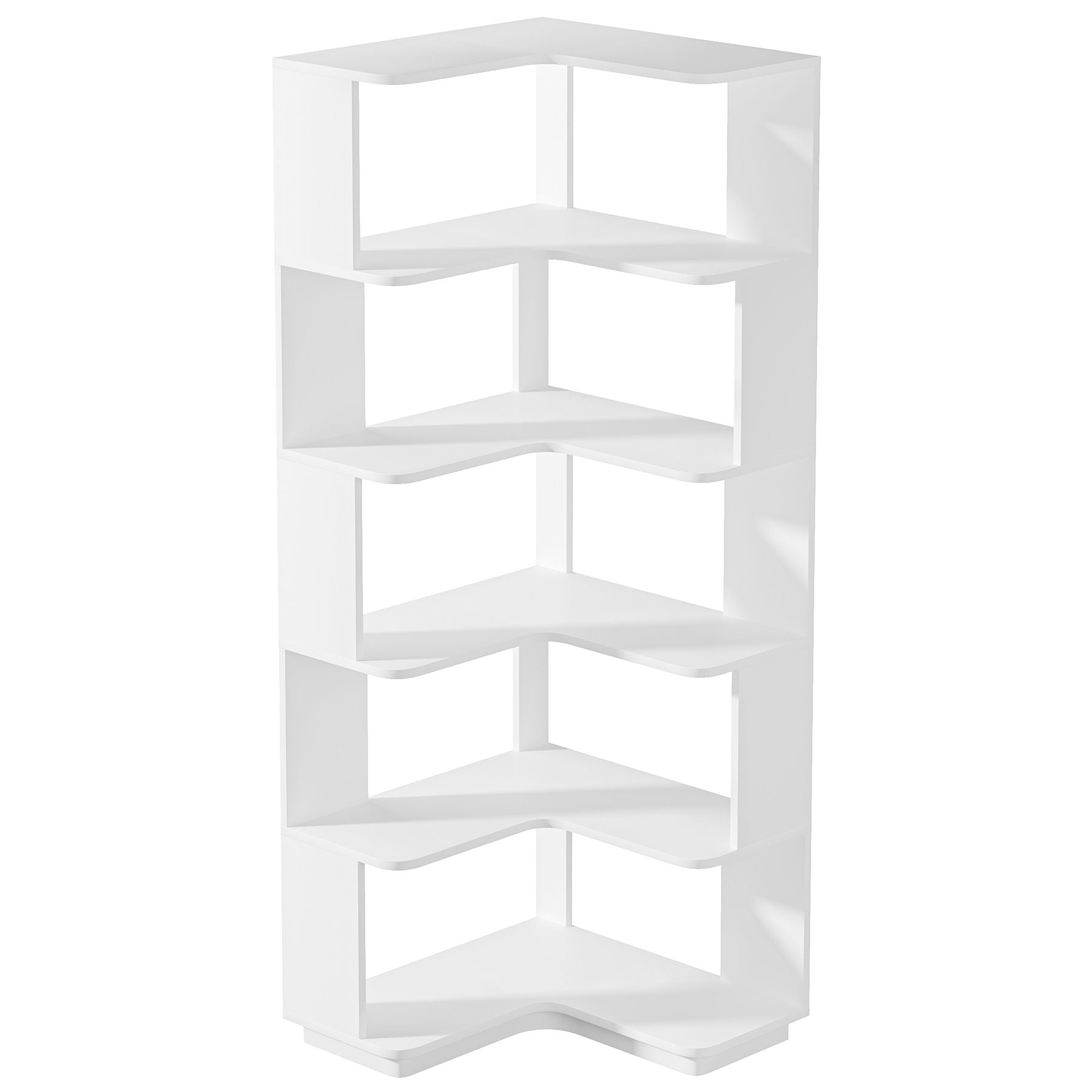6 Tier Corner Bookshelf, L-Shaped Freestanding Shelf With Anti Drop Panels